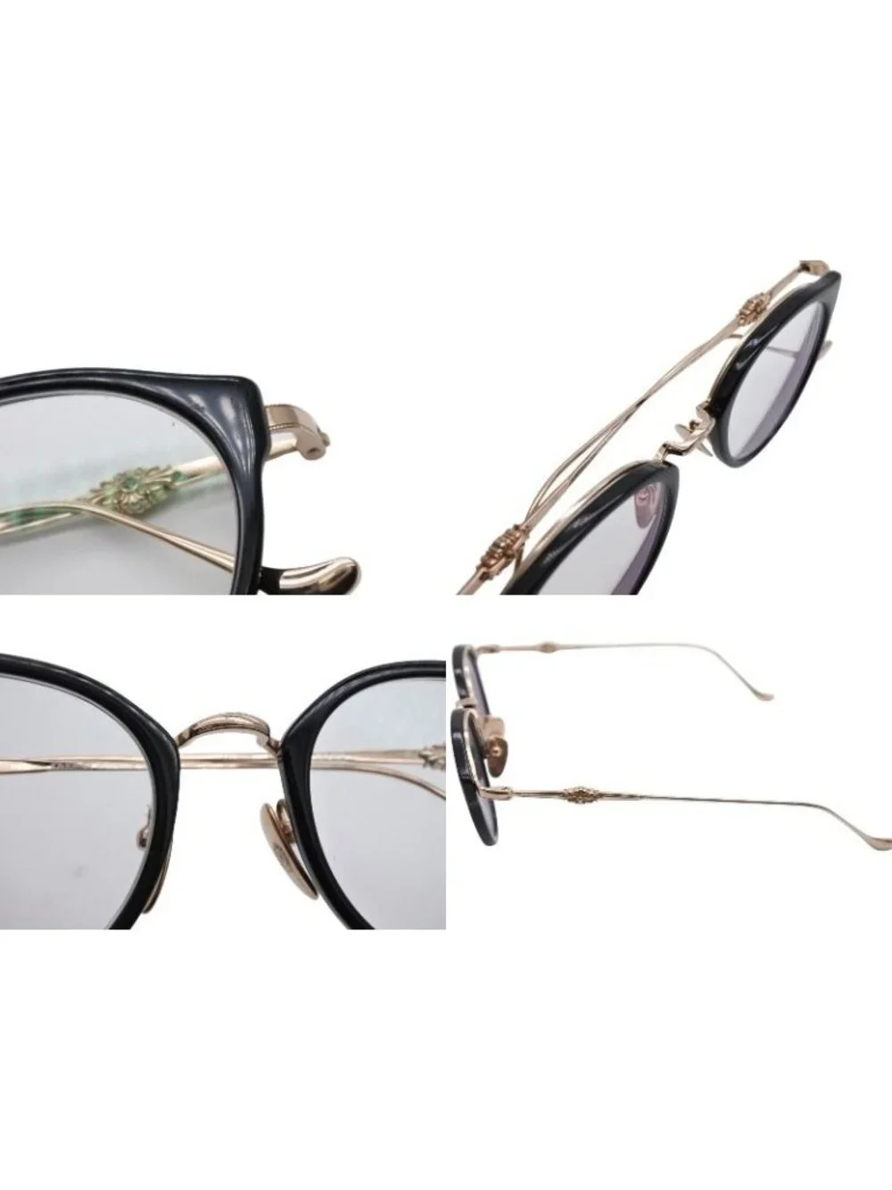 Chrome Hearts Dig Big Sunglasses Eyewear 45 Floral Cross Black Gold